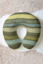 Modern Striped Cotton Neck Pillow - Natural Green Yellow Blue Patterned Adult Travel Pillow - 2