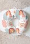 Pastel Colored Rainbow Figured Cotton Neck Pillow - Daylight Cloud Beige Orange Travel Pillow - 2