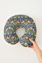 Ergonomic Neck Pillow with Bird and Flower Pattern - Vintage Navy Blue Yellow Soft Travel Pillow - 6