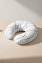 Minimal Striped Cotton Neck Pillow - Modern Black and White Adult Travel Pillow - 4