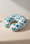 Floral Pattern Cotton Neck Pillow - Watercolor Blue Green Soft Travel Pillow - 5