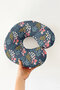 Floral Patterned Cotton Neck Pillow - Navy Blue Travel Pillow with Colorful Spring Motifs - 2