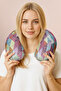 Geometric Pattern Ergonomic Neck Pillow - Colorful Modern Design Purple Pink Travel Pillow - 5