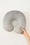Moroccan Patterned Cotton Neck Pillow - Stylish Gray Cream Color Soft Travel Pillow - 2