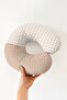 Geometric Pattern Cotton Neck Pillow - Modern Cream Beige Kids & Adults Travel Pillow - 3