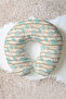 Nautical Themed Ergonomic Neck Pillow - Mint Beige Travel Pillow with Marine Stripes - 3