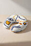 Abstract Face Stripes Ergonomic Neck Pillow - Modern Art Navy Blue Yellow Travel Pillow