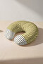 Modern Wavy Striped Ergonomic Neck Pillow - Minimalist Yellow and Ecru Soft Travel Pillow - 3