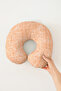 Colorful Textured Cotton Neck Pillow - Modern Orange Beige Soft Travel Pillow - 6