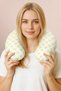 Yellow Heart Patterned Cotton Neck Pillow - Soft in Pastel Tones Children & Adult Travel Pillow - 3