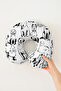 Cotton Neck Pillow with Dog Figure - Black and White Striped Soft Travel Pillow - 7