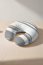 Black and White Striped Cotton Neck Pillow - Minimalist Modern Gray Ergonomic Travel Pillow - 4