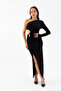 Women's Black One Sleeve Low-Cut Long Dress - 2