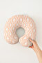 Classic Patterned Ergonomic Neck Pillow - Beige and White Travel Pillow with Ottoman Motifs - 2