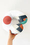 Minimalist Mountain Sun Cotton Neck Pillow - Modern Geometric Red Green Travel Pillow - 7