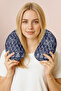 وسادة رقبة بنمط هندسي عرقي - وسادة سفر ناعمة باللون الأبيض والأزرق الداكن الحديث - 7