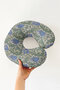 Vintage Floral Pattern Cotton Neck Pillow - Classic Blue Green Soft Travel Pillow - 2