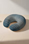 Striped Modern Cotton Neck Pillow - Natural Blue Beige Tone Ergonomic Travel Pillow - 2