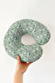 Nature Themed Cotton Neck Pillow - Pastel Green Mountain Houses Patterned Travel Pillow - 5