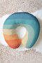 Retro Colorful Striped Neck Pillow - Wave Pattern Blue Orange Travel Pillow - 3