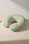 Gold Striped Cotton Neck Pillow - Modern Mint Green Design Travel Pillow - 4