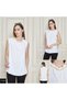 Women's Ruffle Neckline Sleeveless Blouse with Pearl and Chain Detailing - Multiple Color Options - 7