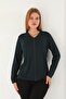 Mercerized Blouse with V-Neck - 3