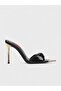 Women's Summer 11cm Heeled Slippers - 574 5557 - Black Wrinkled