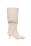 Elyra Gathered Beige Heeled Boots - 4