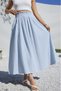 Cotton High Waist Elastic Waist Pocketed Loose Fit Maxi Skirt - 2