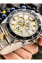 Men's Wristwatch, Certified, Guaranteed, Yellow Silver Steel Band, Calendar, Bracelet Gift