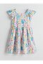 White Floral Above Knee Ruffle Girl's Dress - 3