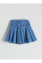 Basic Pleated Girls' Jean Skirt (W5) - 4