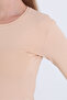 Crew Neck Long Sleeve Beige Blouse/Body - 5