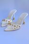 Women's Gold Stone Heeled Pointed Toe Daily Slippers Black
