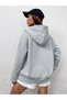 Unisex Gray Melange Color Zippered Cobalt Blue Brooklyn Printed 3 Thread Fleece Cardigan / Jacket - 2