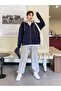 Lavicert Hooded Gray Unprinted 3 thread Oversize Fleece Jacket - Cardigan - 5