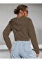 Women's Hooded Zippered Crop Cardigan 3 Thread Ribbed - 3