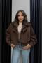 Brown Belushi Mock Neck Epaulet Jacket