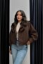 Brown Belushi Mock Neck Epaulet Jacket - 2