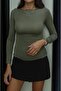 Khaki Boat Neck Sheer Blouse - 3