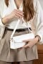 White Green Leather Small Baguette Women's Hand and Shoulder Bag