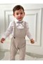 Beige Boys' Baby/Child Outfit with Gardener Style Shirt
