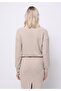Regular Fit Stand Collar Plain Women's Beige Long Sleeve T-Shirt - 2