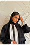 Women's Two Colour Reversible Abaya - Black and White - 7