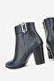 Women's Dark Blue Genuine Natural Leather Size 36-41 Thick Heel Buckle Boots & Booties - 4