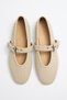 Babet 2503 - Beige Knitted Women's Babet with Silver Buckle Detail - 4