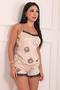 Women's Teddy Bear Patterned Shorts Pegasus Pajama Set Beige - 4