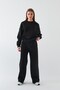 Unisex Oversize Tracksuit Set Basic Black – Crew Neck, Wide Legs, 3 Thread Fleece