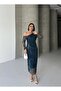Women's Tulle Asymmetrical Collar Long Dress - 3